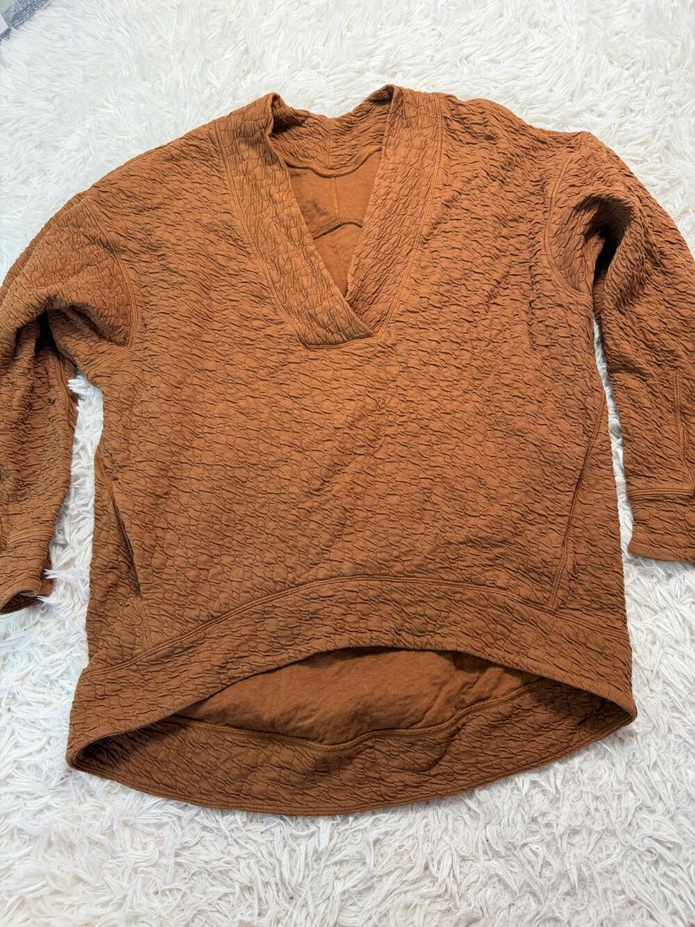 Lululemon Rippled V-Neck Pullover Copper Brown